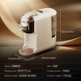 HIBREW H2B 5-in-1 Pod Coffee Maker White Kcup/Nes/DG/Espresso Powder