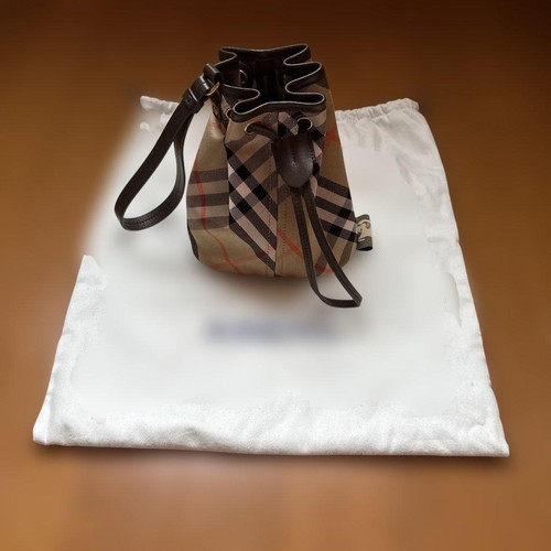 Burberry Check Drawstring Pouch Bag