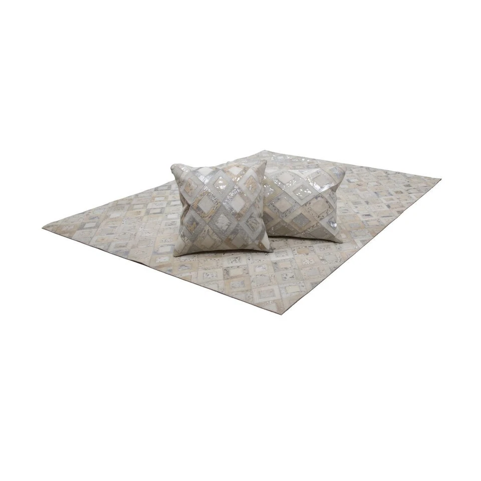 Coussin Design en Cuir "Spark" 45x45cm Gris & Argent - Photo 2/3
