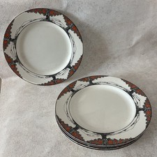 x5 Crown Ducal Art Deco Orange Tree 10" Dinner Plates 1930s Good Condition