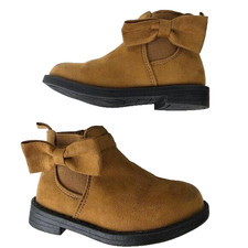 Baby Gap Girls Brown Suede Bow Side Zip Ankle Boots Size 7