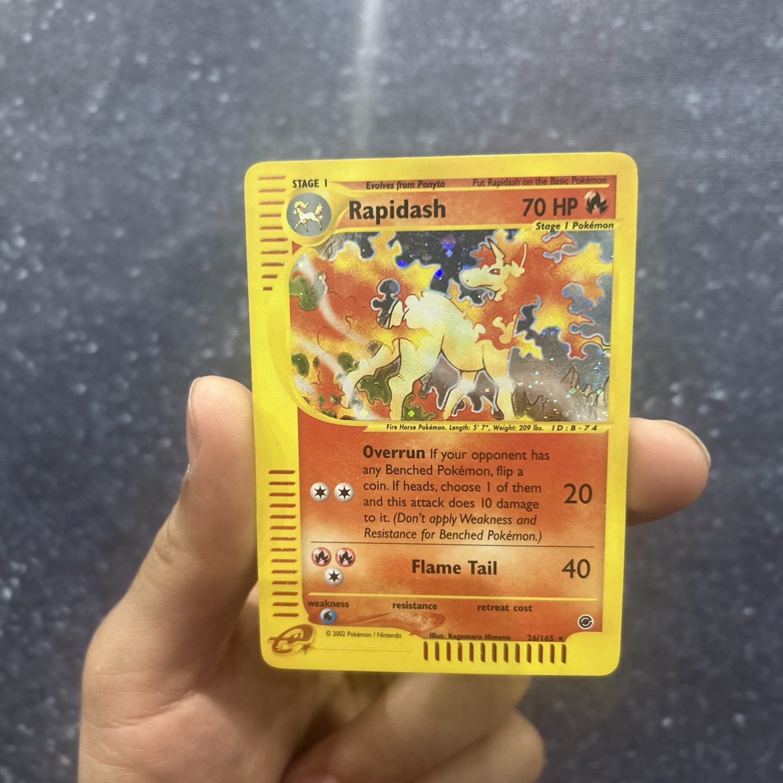 Holobleed Pokémon TCG Rapidash Holo Card Expedition Base Set, Rare, 26/165 NM🔥
