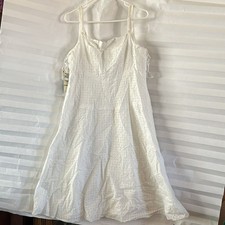 Nine West Women's White Eyelet Sundress Size 14 Summer Casual Sleeveless Dress