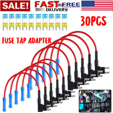 30Pcs Fuse TAP ADAPTER KIT 12V 15 Amp 20Amp Car Add-a-circuit Mini ATM APM Blade
