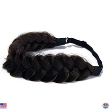 Wide Synthetic Hair Braided Headband for Women - Fluffy Wig Band Accessory