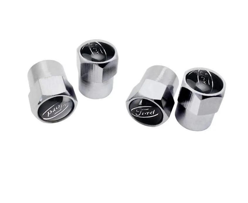 Compatible with Ford 4Pcs Tire Valve Stem Caps Silver Anodized Aluminum Set - Image 3 of 4