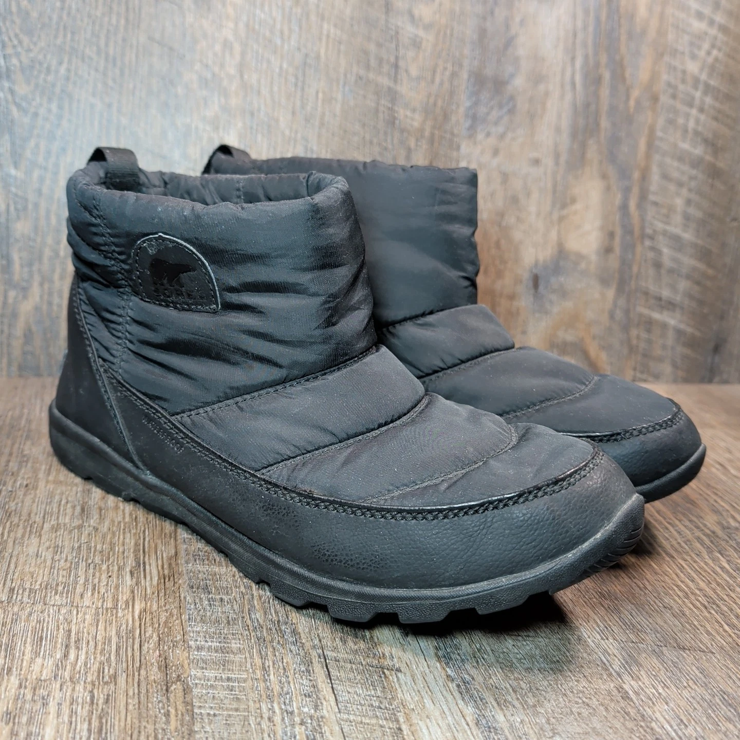 Sorel Women's Whitney Camp Boot Waterproof Warm Ankle Boot Black Size 10.5 *READ