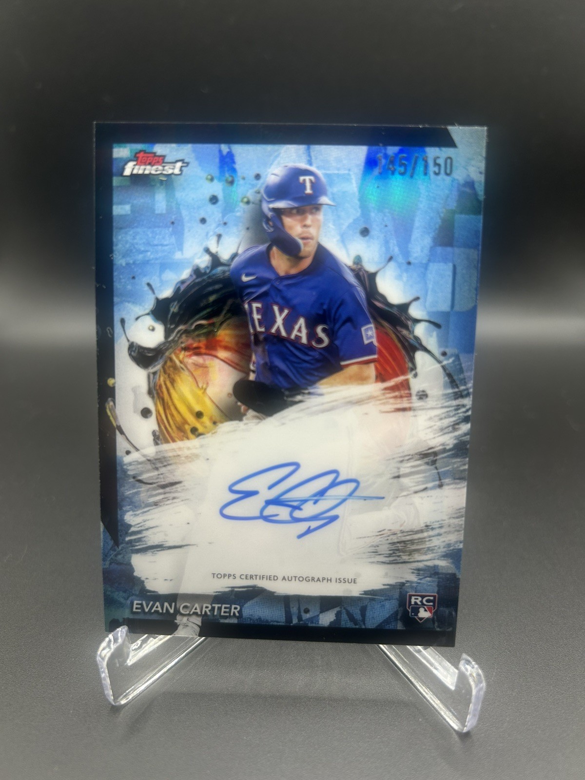 2024 Topps Finest - Autographs Evan Carter #FA-EC Sky Blue Refractor /150 rookie