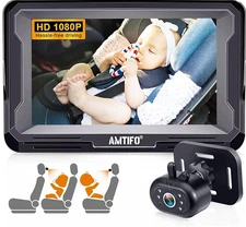 Baby Car Camera Easy Install Plug-Play 360 Rotation Backseat Camera 2 Kids Re...
