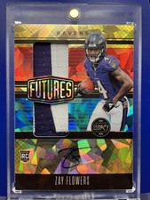 2023 Panini Legacy Gold #’d 10/10 Zay Flowers Futures Rookie Dual Patch Auto RC