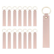 20Pcs PU Leather Laser Engraving Keychain Blanks Pink 5.3" x 0.8"