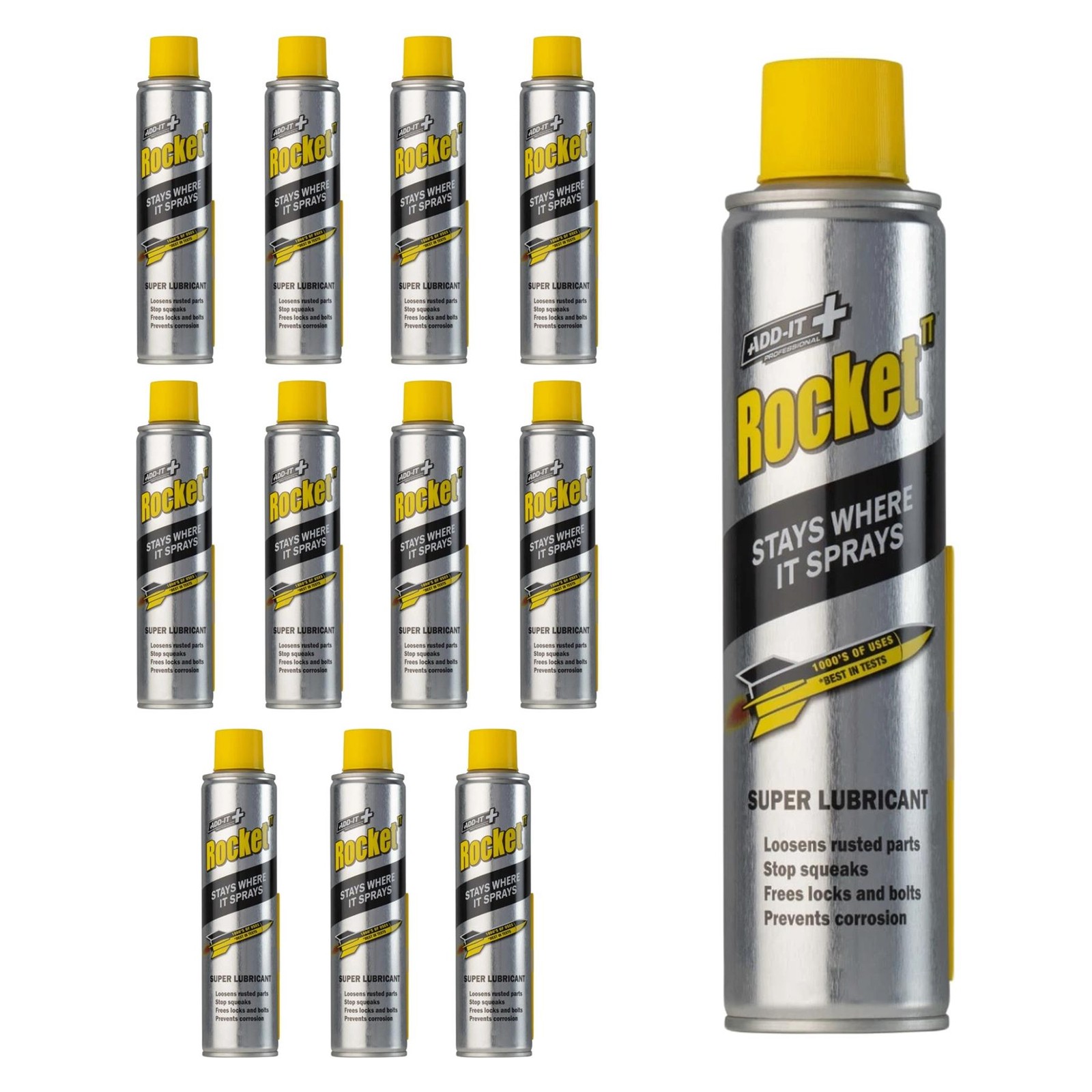 Rocket TT Multi-Use Super Lubricant Water Displacement WD Spray 12x 300ml Straw