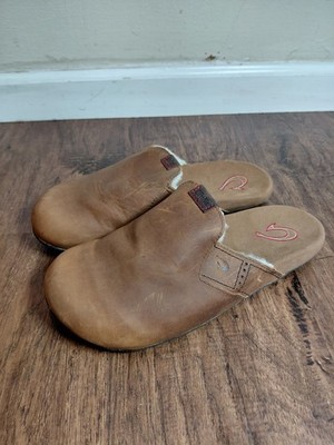 Olukay Mua Lli Men Size 10 Brown Leather Wool Clogs