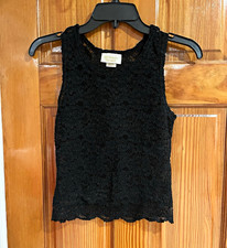 Victoria's Secret Black Lace Vintage Gold Label. Scoop Neck Tank Top /Cami Sz S