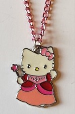 Hello Kitty Princess  Wand Charm Pendant Necklaces With Colored 18" Chain
