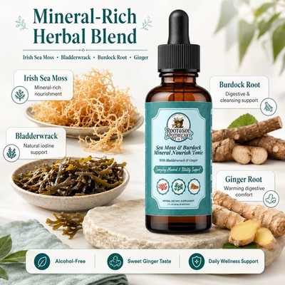 Root&Sol Apothecary Sea Moss Burdock Bladderwrack Ginger Tonic 1 fl oz