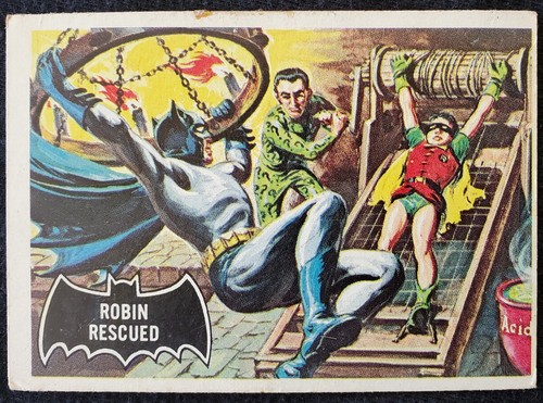 1966 Topps Batman Riddler Back #38 Rescued by Robin — Raw