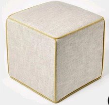 Threshold designed w/Studio McGee Linen Cube Square Ottoman Bedroom Mustard