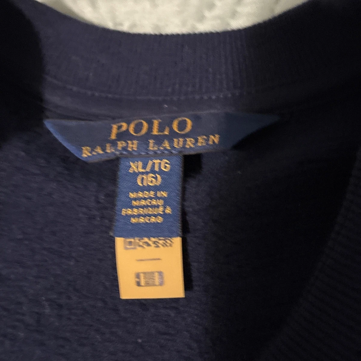 Polo Bear Ralph Lauren Girls Fleece Sweatshirt Dress Navy XL 16 w/Pockets