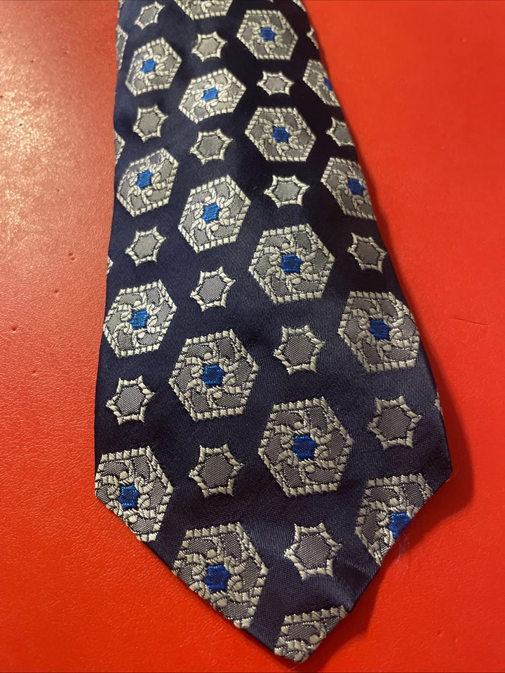 Corbata vintage años 60 Metcalf rayón y acetato esposa mod discoteca azul marino abstracta náutica Foto 2 de 4
