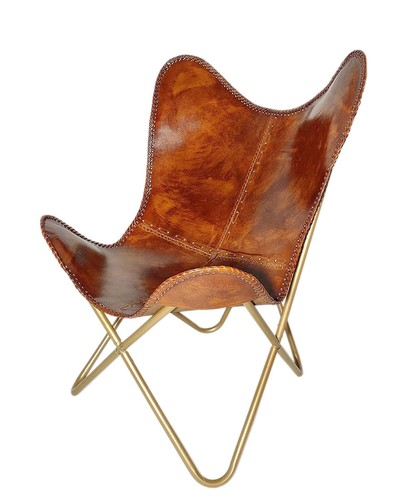 Silla Mariposa BKF De Cuero Antiguo Silla De Relajación Minimalista Moderna - Imagen 2 de 11