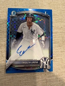 2025 Bowman Chrome Engelth Urena 1st Blue X-Fractor Auto /150 Yankees