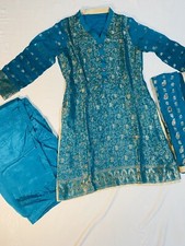 Indian Pakistani 3 Piece Shalwar Kameez USED ONCE heavy Wedding Work, Bridal Eid