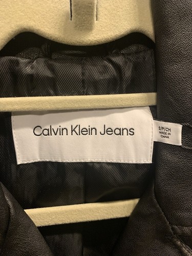 NWT Calvin Klein Distressed Faux Leather Motorcycle Biker Belted Jacket Zip SML - Picture 18 of 24