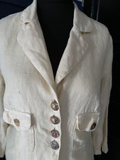 Elisa Cavaletti Cream Blazer Size Uk 10 Ivory Linen Jacket.100%linen