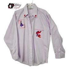 Vintage Red Hat Society Women's Shirt Long Sleeve Button Down Palm Beach USA M