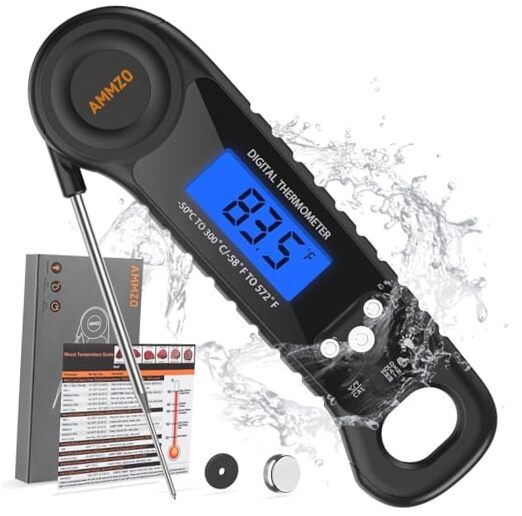 Meat Thermometer Digital, Candy Thermometer Food Thermometer Instant Dark Black
