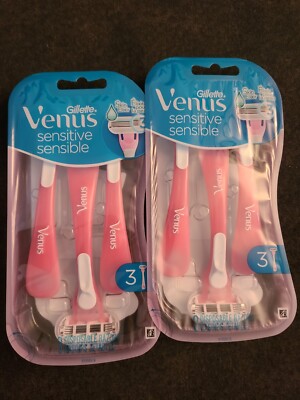 2 Venus Sensitive Disposable 3-Blade Razors, Skin Elixir, 3 ct (G7)