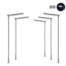 5pcs Model Trains OO Scale 1:76 Metal Lamp Street Light Bright White LEDs Shade