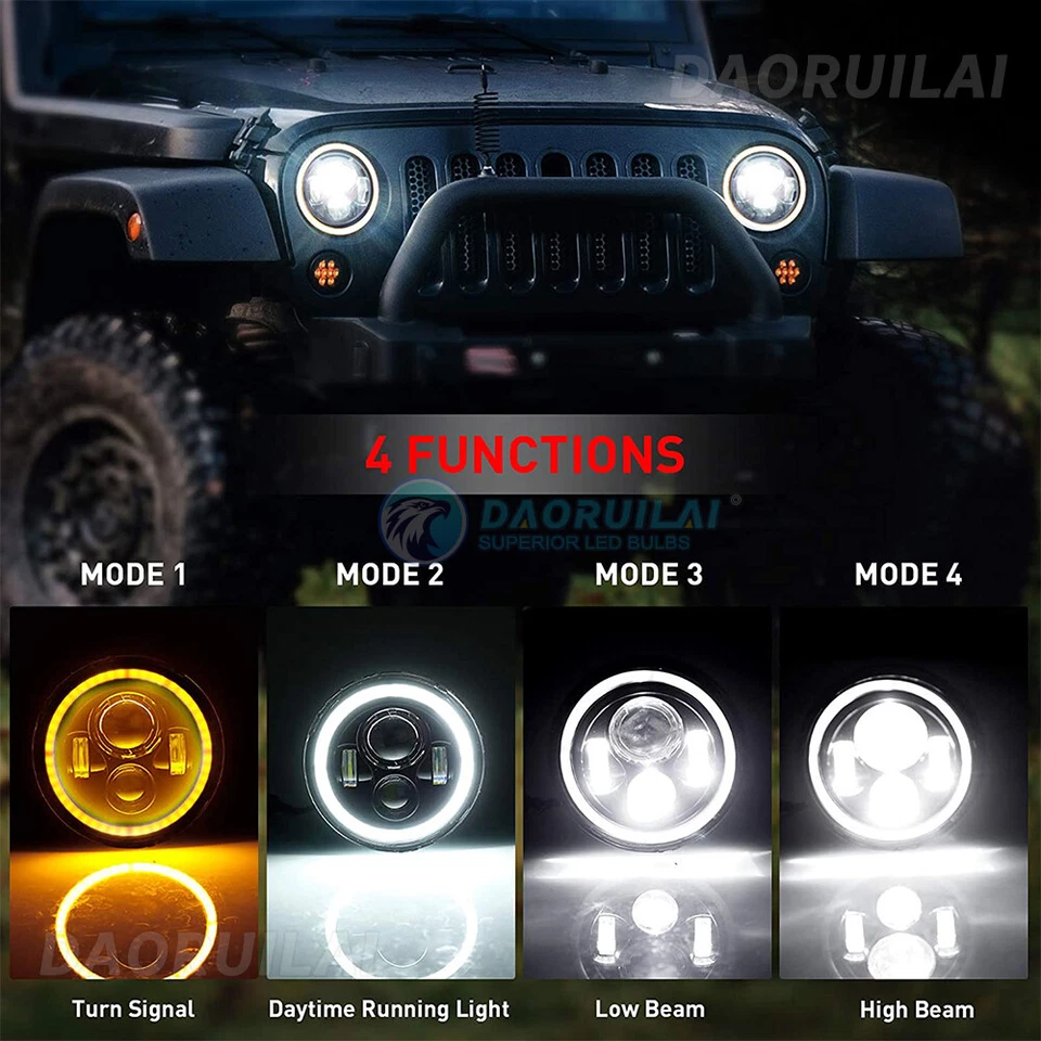 Faróis de LED combo anel halo anel 9" para Jeep Wrangler JL JLU Gladiator 2018-2023 - Imagem 2 de 4