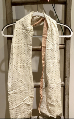 Massimo Dutti Pink Ivory White Gold Polka Dotted Soft  Lightweight Scarf