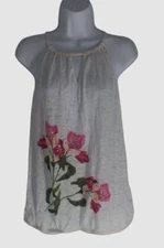 Inc International Concepts Women's White Sleeveless Floral Top Size Large