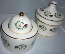 2 SCH&Ouml;NE VINTAGE RETRO GROSSE PORTMEIRION ROSE DECKEL AUFBEWAHRUNG GEW&Ouml;LBTE GLAS TOPF