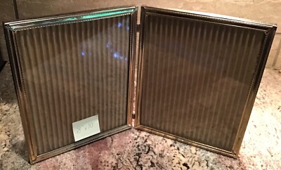 Vintage Bi-fold Gold Tone Brass Metal Double Hinge Photo Picture Frame ...