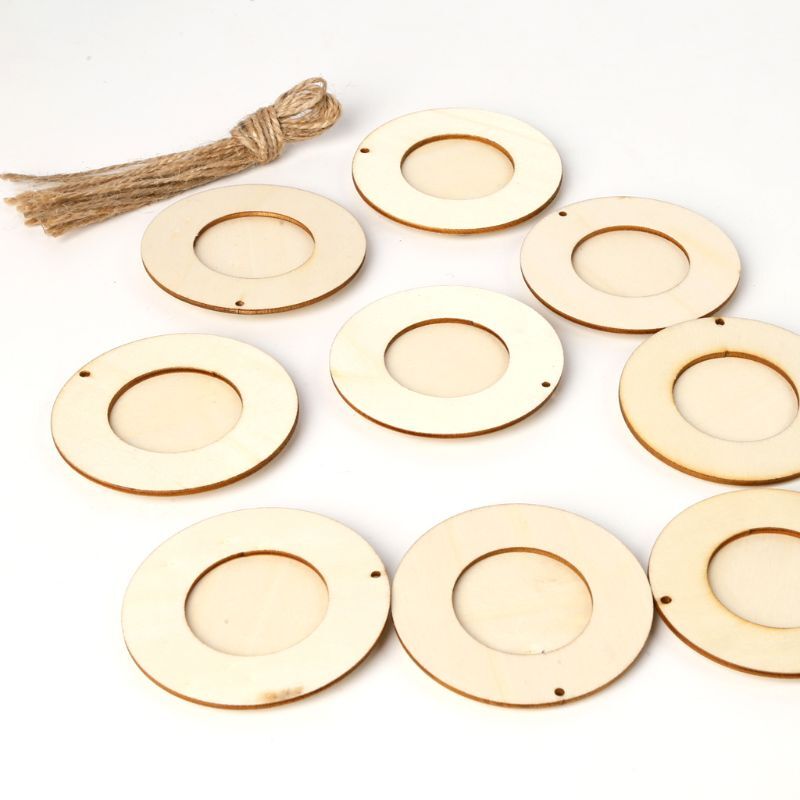 10pcs/set Wooden Round Photo Frame Hanging DIY Handmade With Ropes eBay