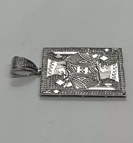 1,40 ct Rundschliff Moissanit "Königskarte" Charm Anhänger 14 K Weißgold plattiert - Bild 3 von 9