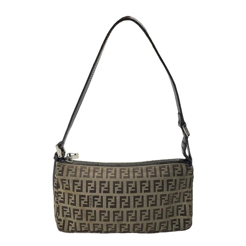 Authentic Fendi Bag Zucchino Mini Baguette Pochette Shoulder Bag Zucca Monogram