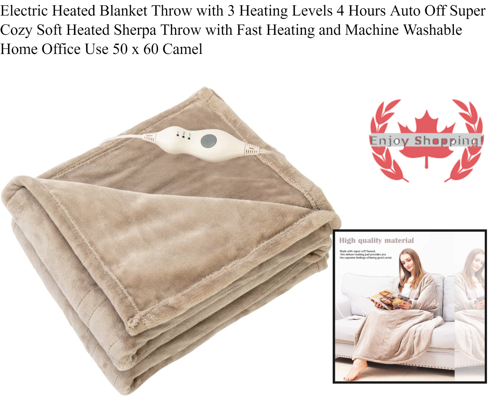 Electric Heated Blanket Throw with 3 Heating Levels 4 Hours Auto Off Super  Co... | eBay