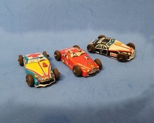 Vintage Tin Lithograph Miniature Cars Ambulance Police Fire Chief Japan 1 3/4"