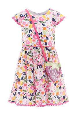 951379 Eisend Happy Girls Mädchen Kleid bunt Blumen Tasche NEU Gr. 110 - 140