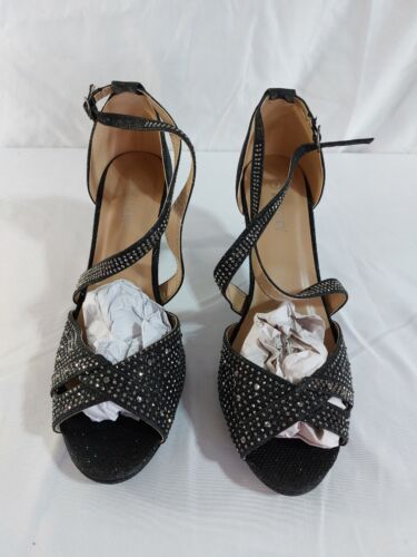 Delicacy Women Excited 90 Ankle Strap Peep Toe Heel Rhinestones Sandal Size 9