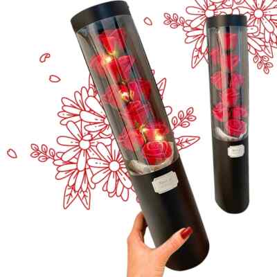 Duftseifenblumenstrauß mit LED in Geschenkbox   Rosa, romantisch, 50 cm  