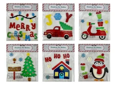 Christmas Winter Gel Sticker Window Cling Decoration Red Truck Tree Snowflakes