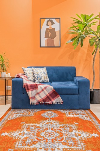 Distressed Bohemian - 2'x4', Rust, Transitional Moroccan Oriental Rug - 512 - Picture 2 of 8