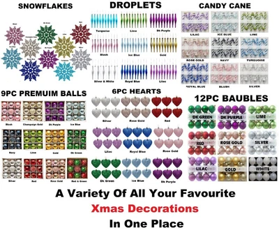 SIMPLY PRODUCTS Xmas Tree Baubles Décor, Tree Balls, Droplets, Heart, Snowflakes, Ornament 2024