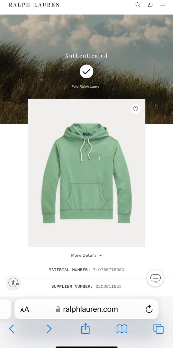 POLO RALPH LAUREN PINK HORSE GREEN PULLOVER HOODIE MEN SIZE